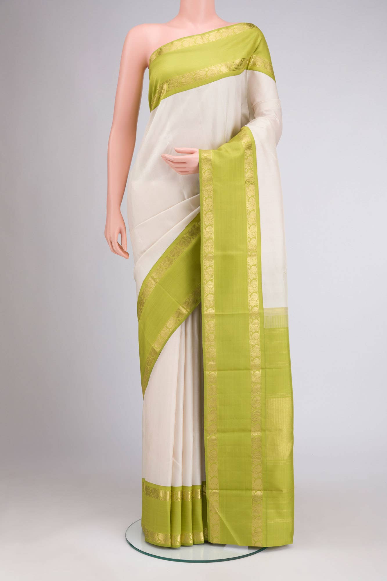 Beige Kanchipuram Silk Saree