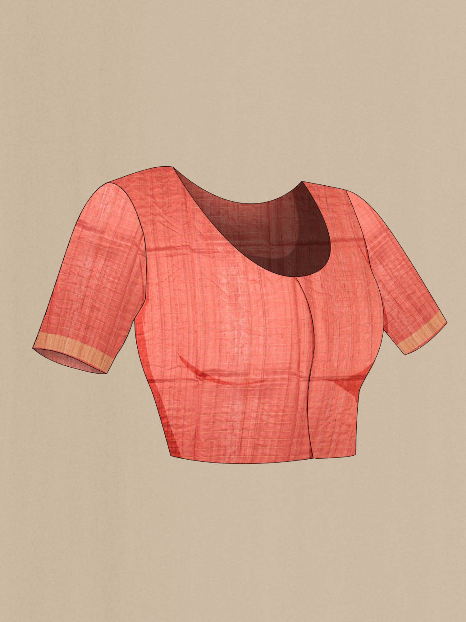 Orange Tussar Silk Saree