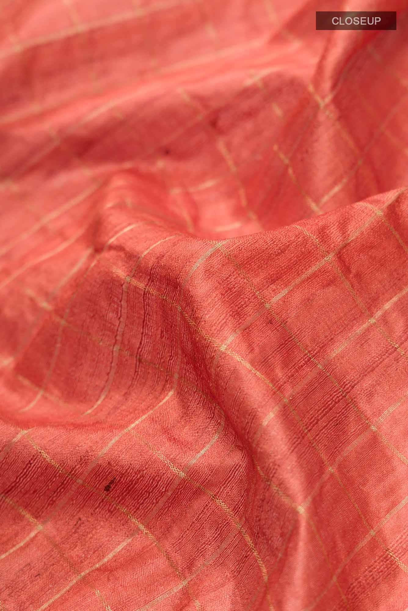 Orange Tussar Silk Saree