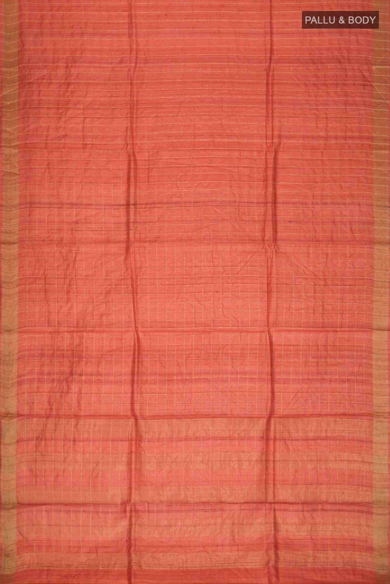 Orange Tussar Silk Saree