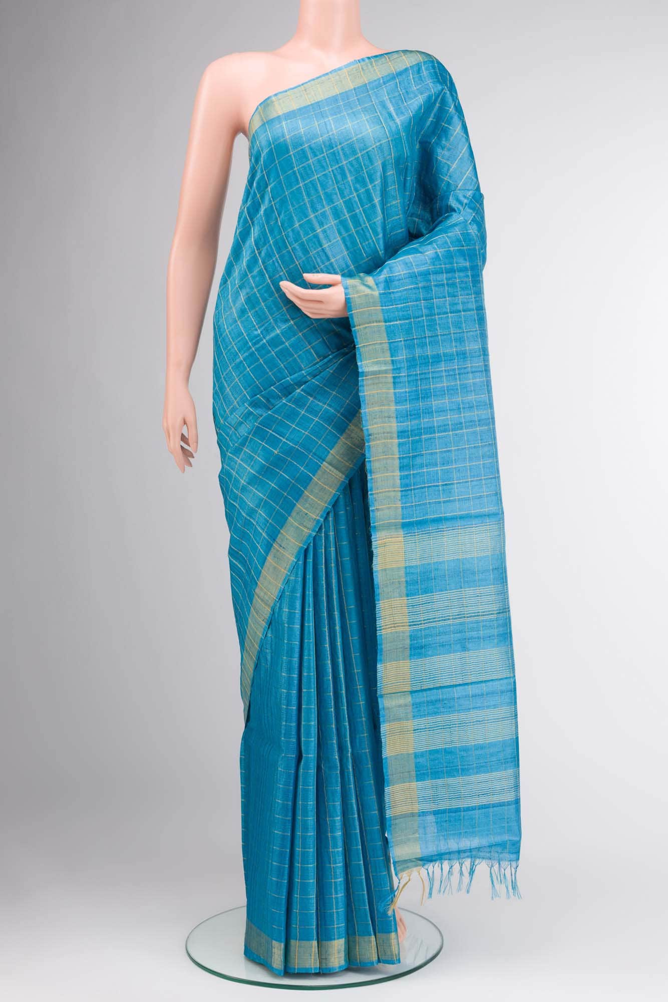 Blue Bhagalpuri Tussar Silk Saree