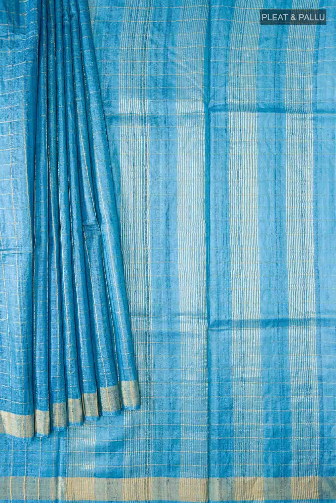 Blue Bhagalpuri Tussar Silk Saree