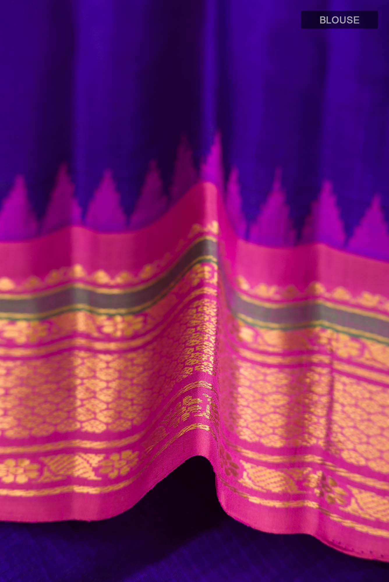 Blue Gadwal Silk Cotton Saree