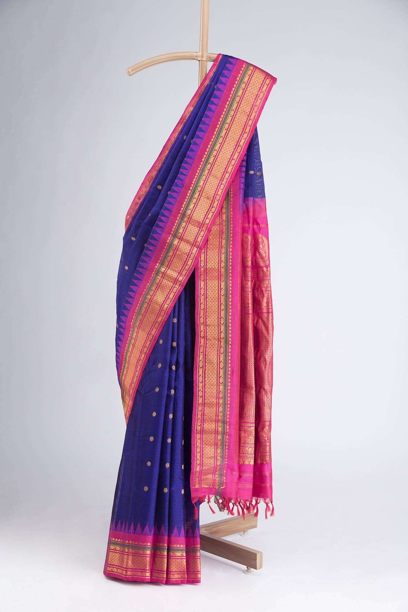 Blue Gadwal Silk Cotton Saree