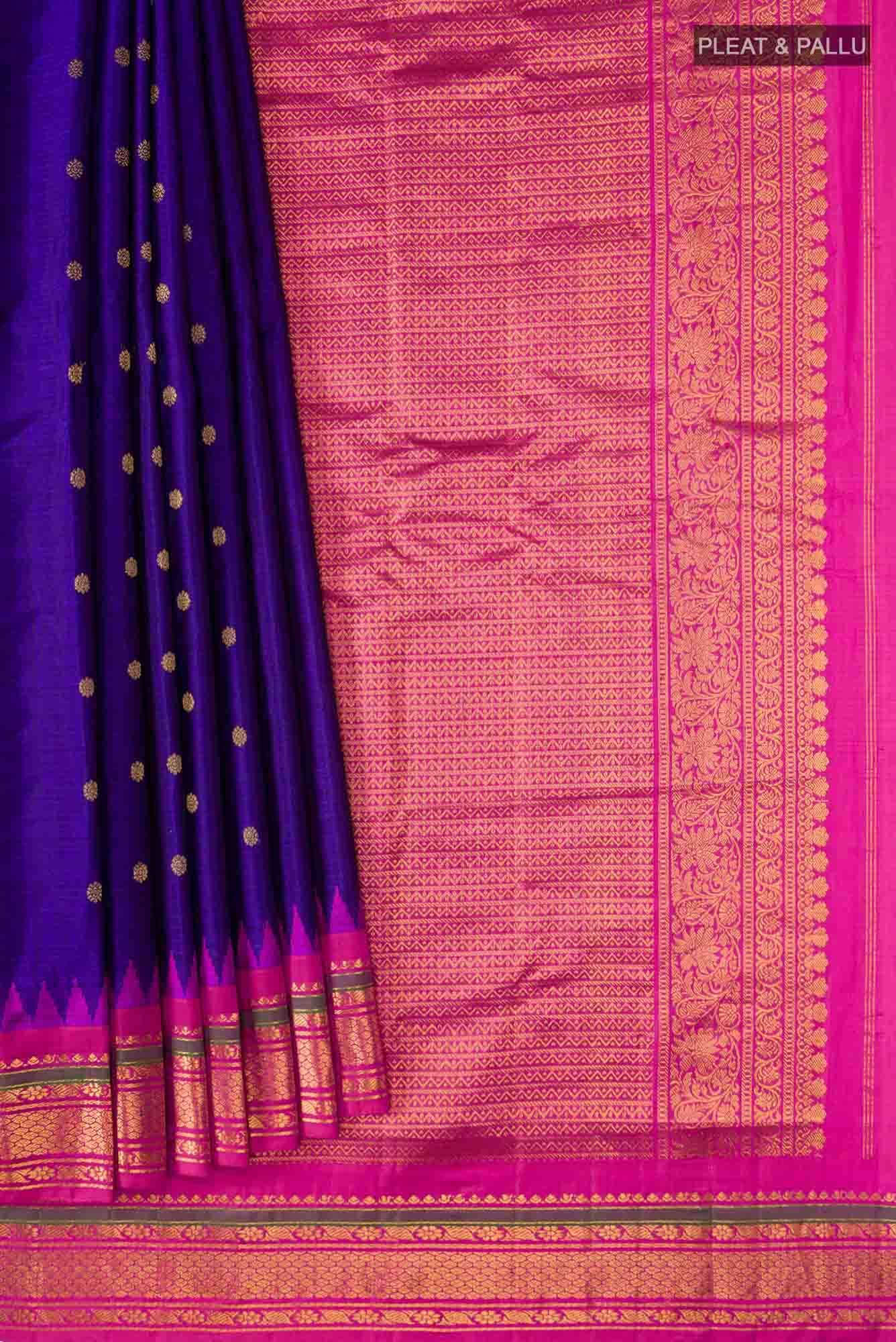 Blue Gadwal Silk Cotton Saree
