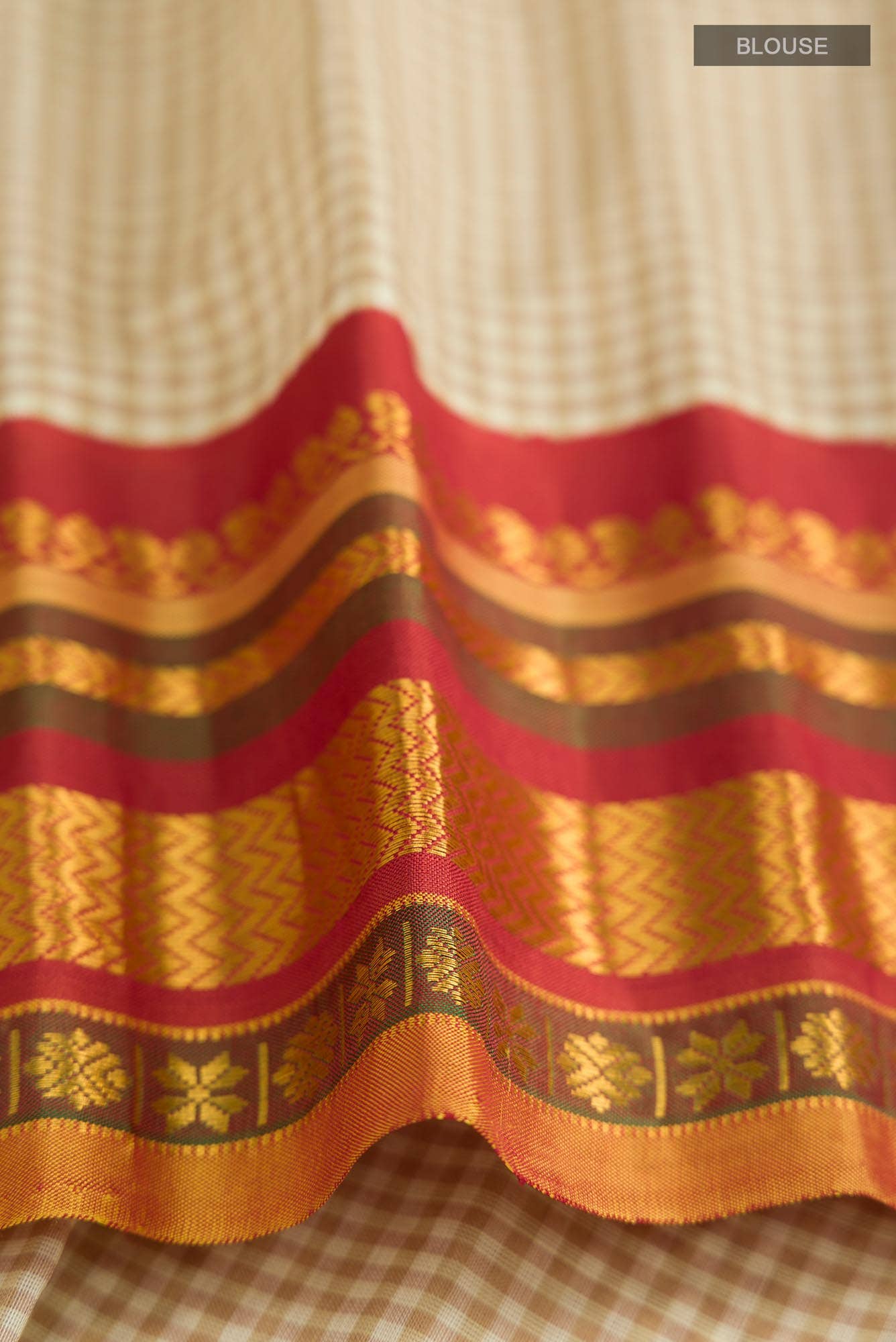 Beige Gadwal Silk Cotton Saree