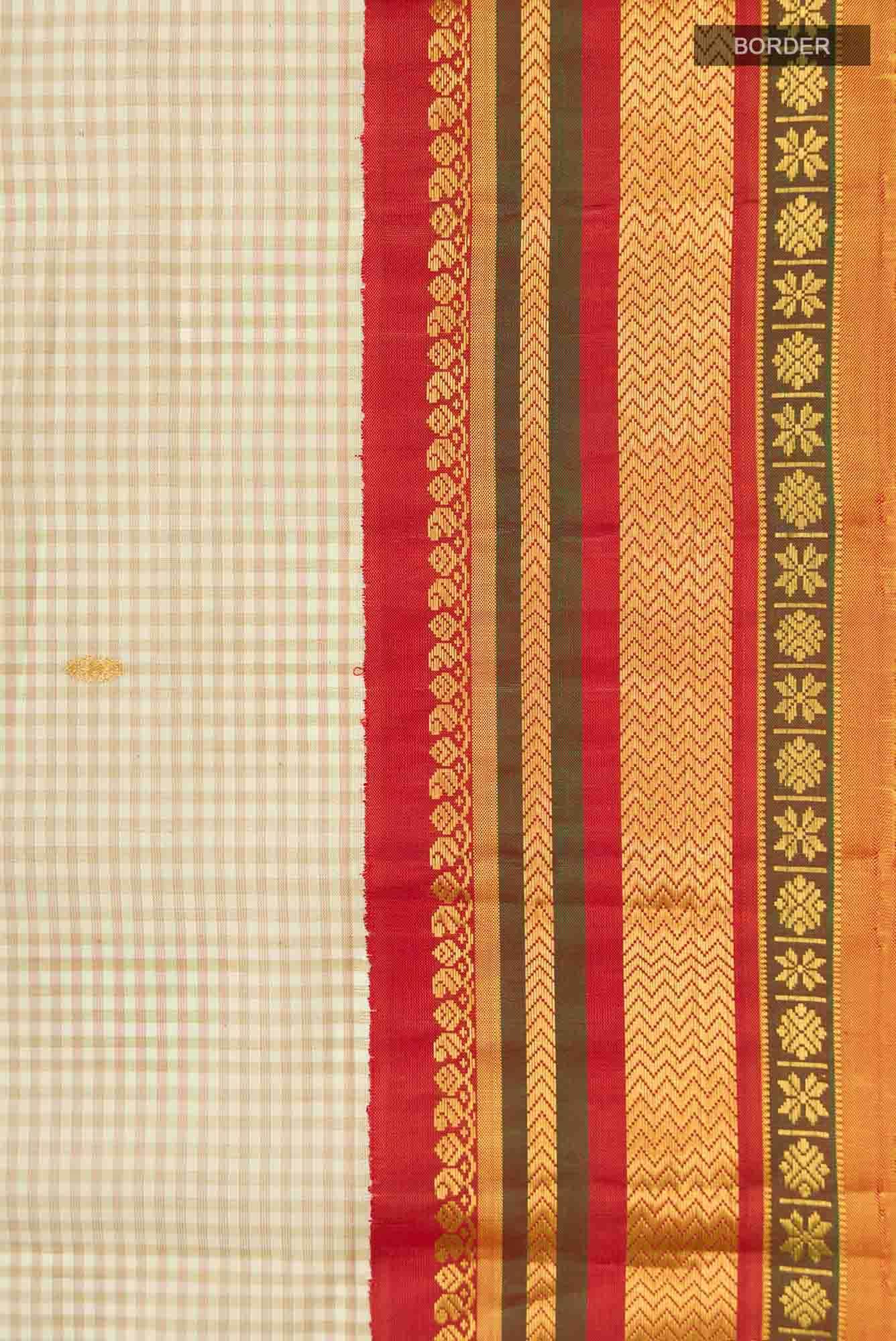 Beige Gadwal Silk Cotton Saree