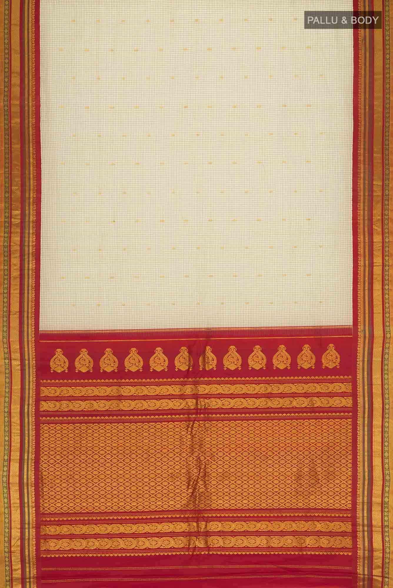 Beige Gadwal Silk Cotton Saree