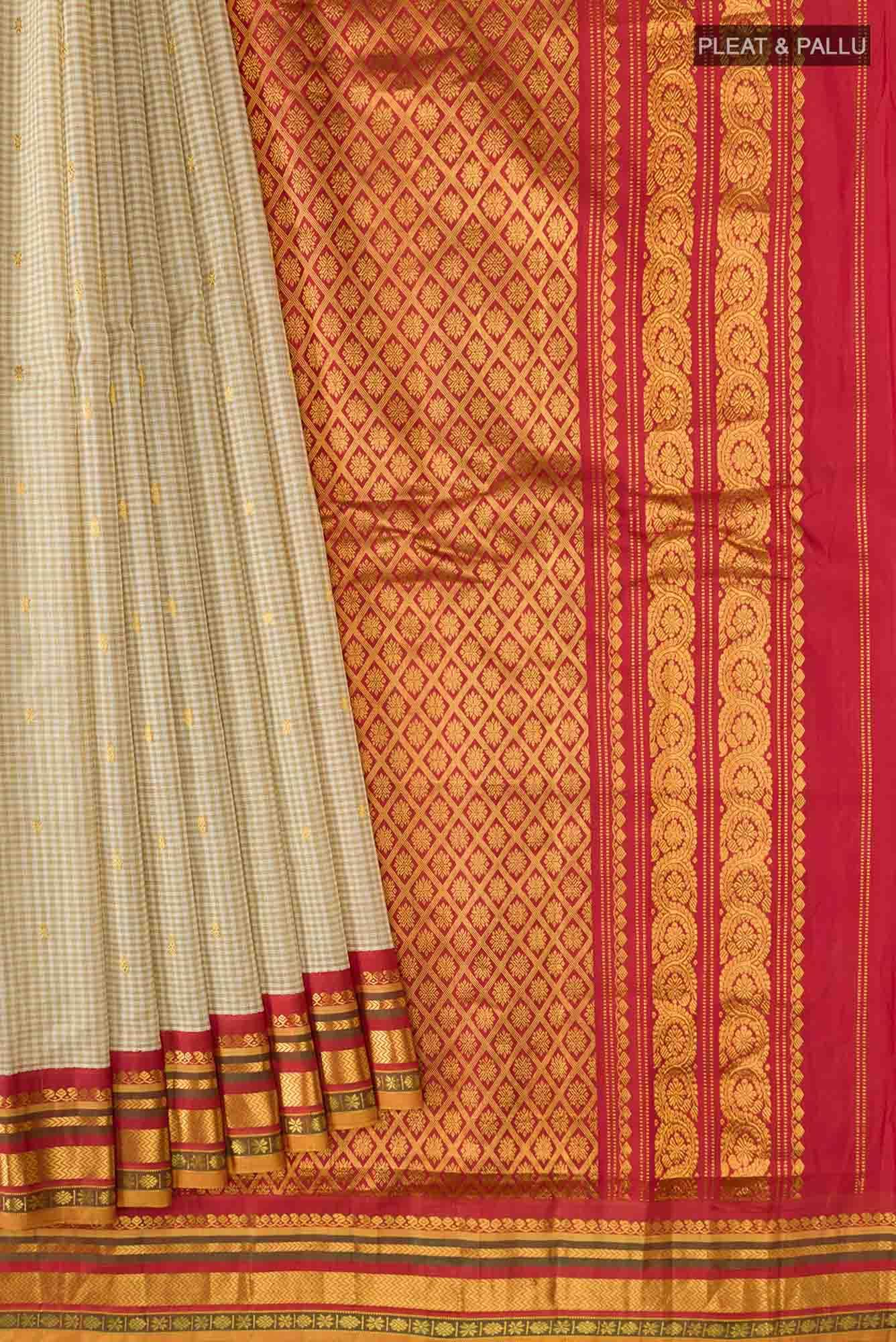 Beige Gadwal Silk Cotton Saree