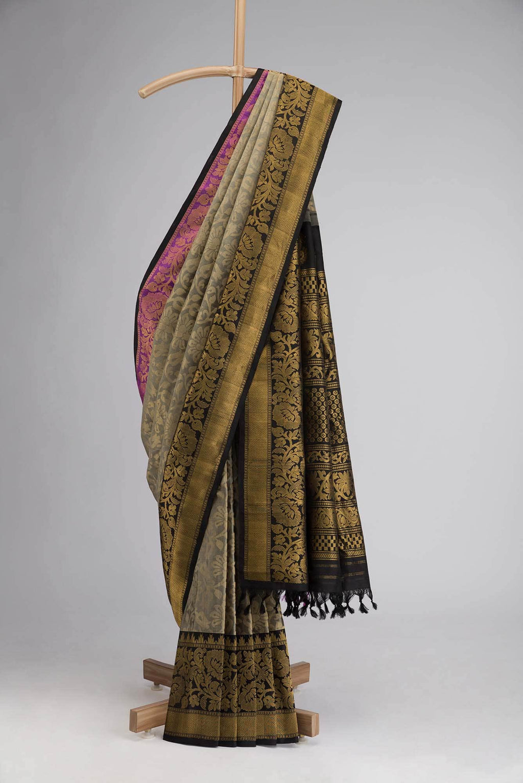 Grey Gadwal Silk Saree