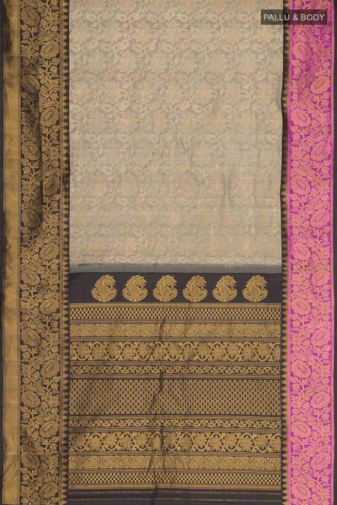 Grey Gadwal Silk Saree