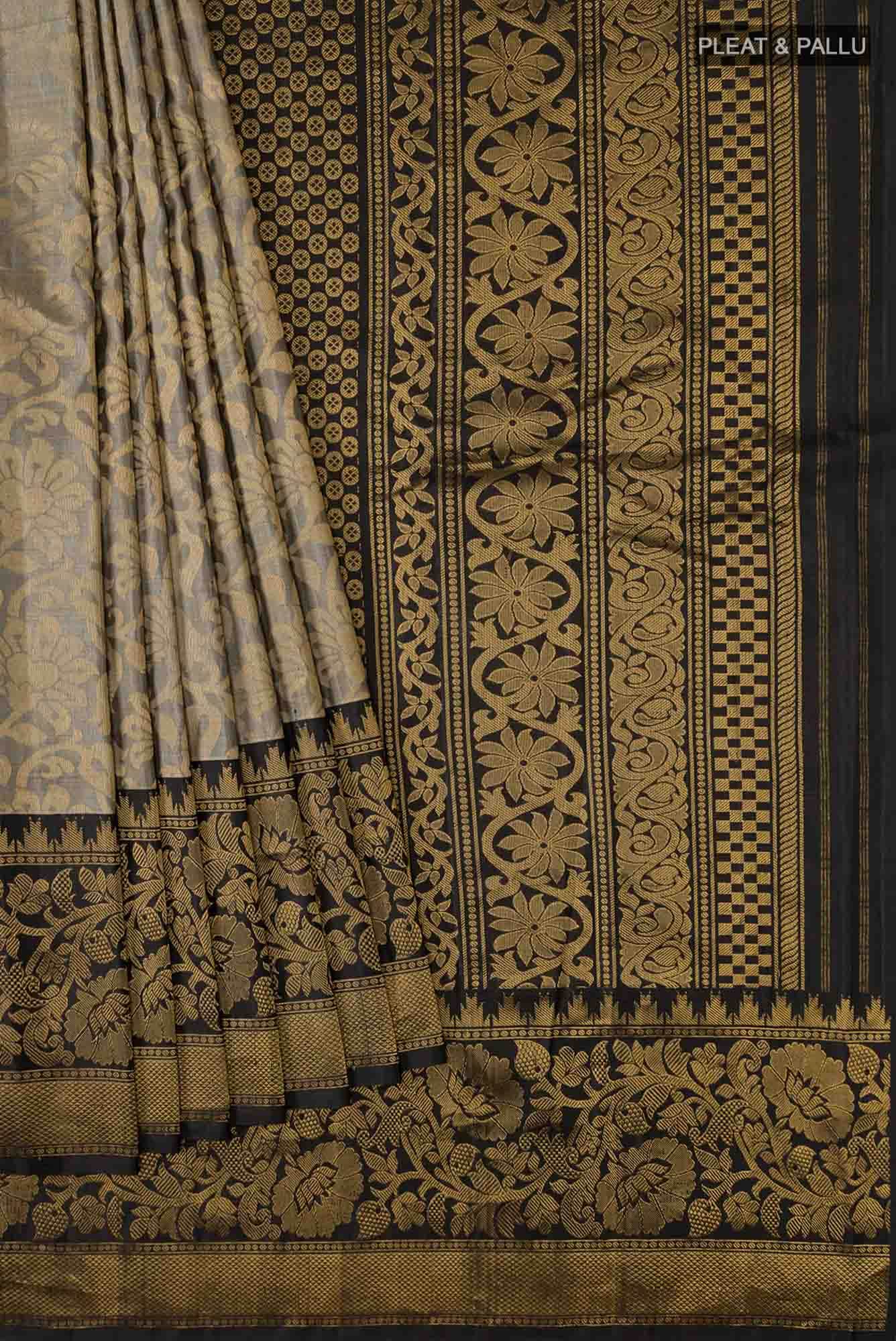 Grey Gadwal Silk Saree