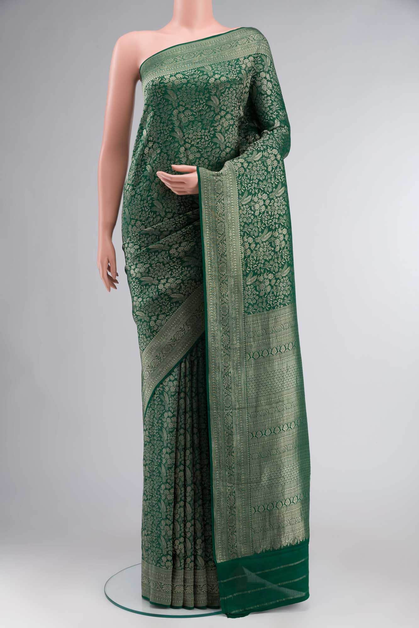 Green Mysore Crepe Saree