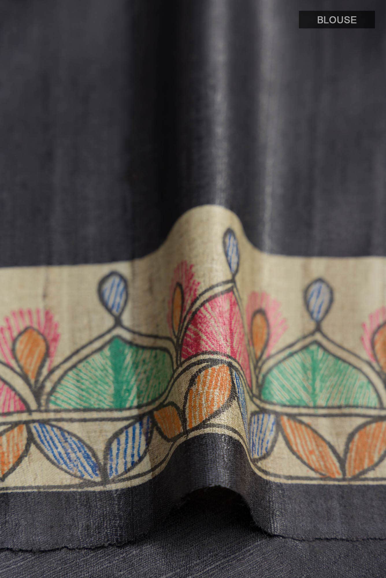 Black Bhagalpuri Tussar Silk Saree