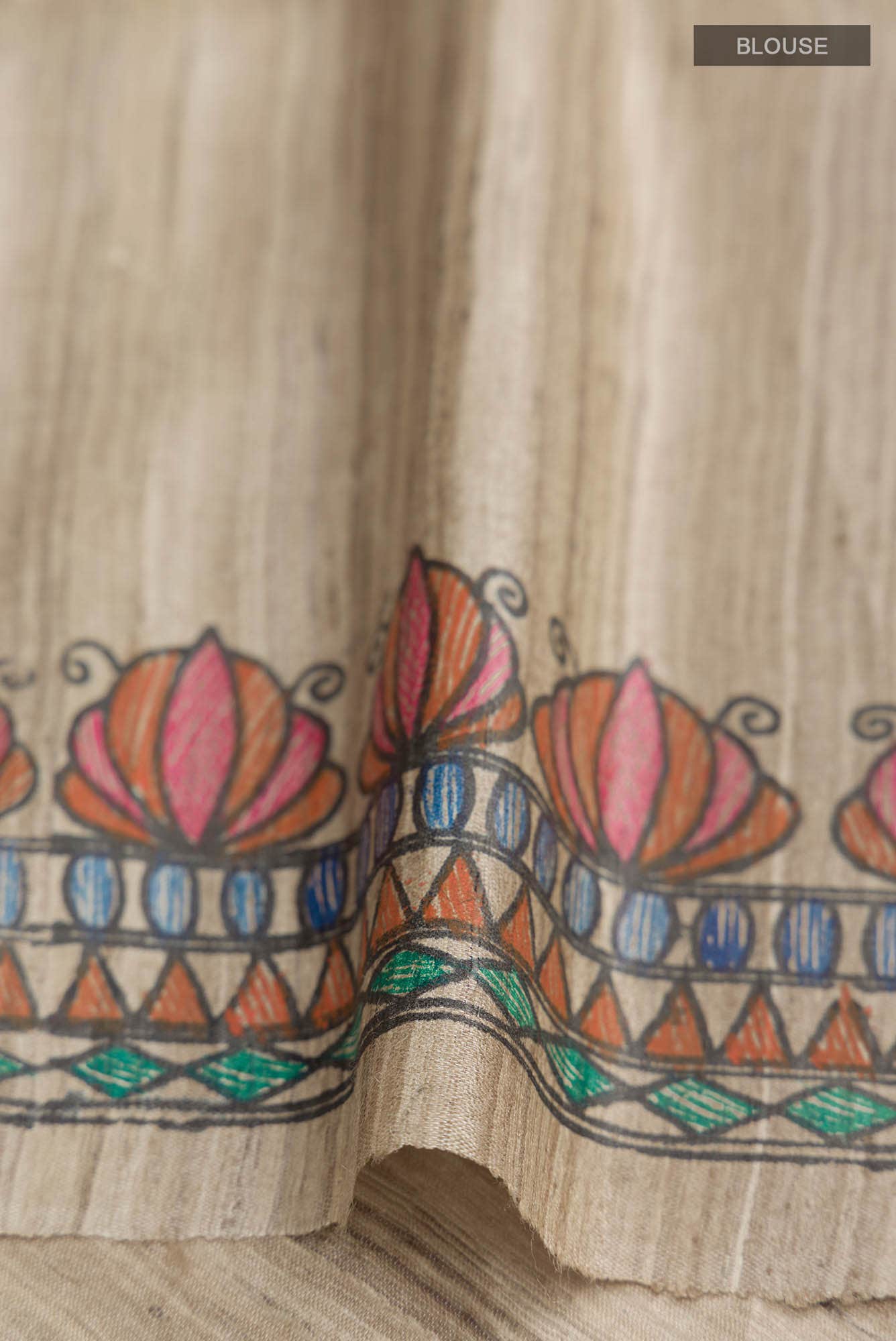 Beige Bhagalpuri Tussar Silk Saree