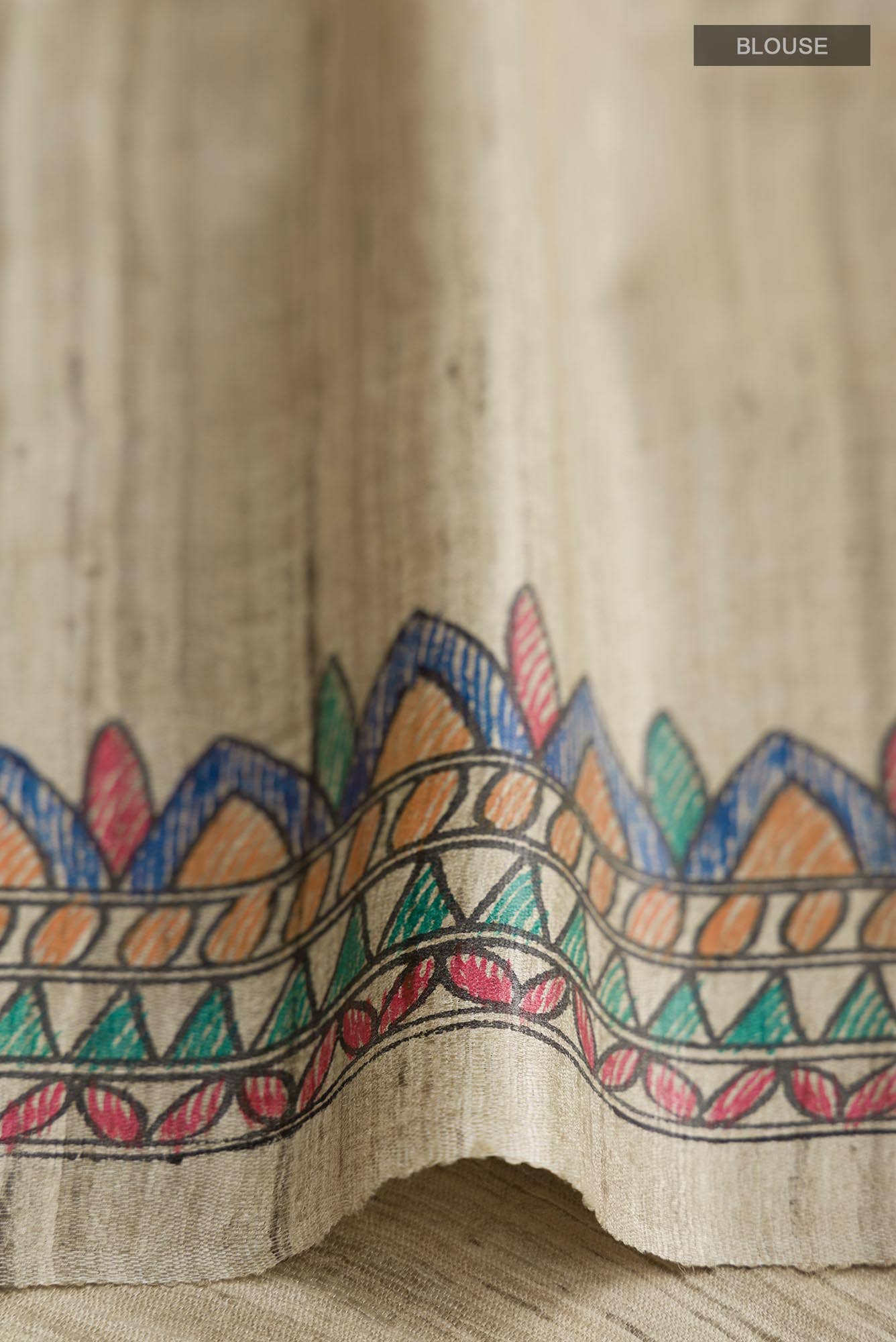 Beige Bhagalpuri Tussar Silk Saree