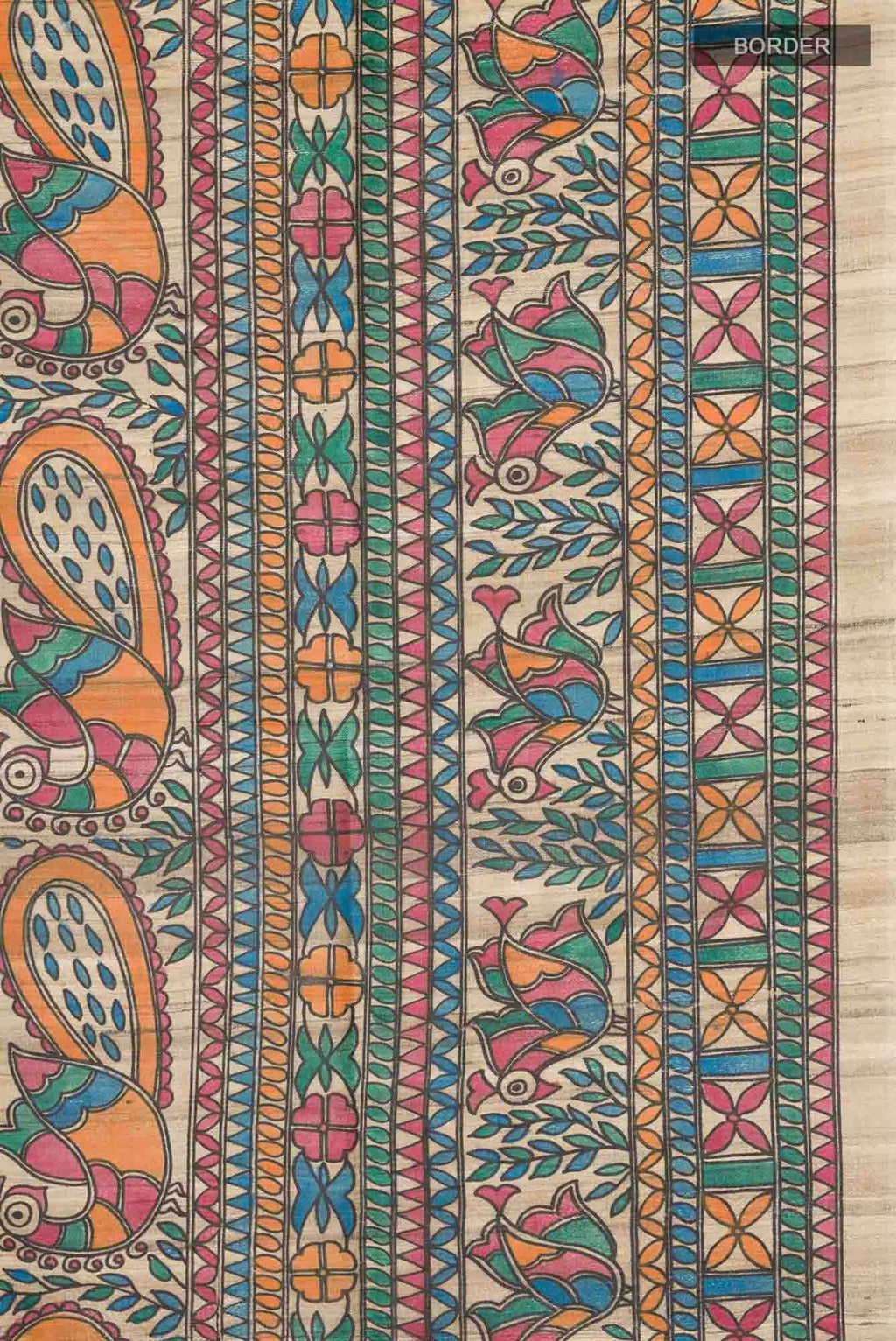 Beige Tussar Silk Saree