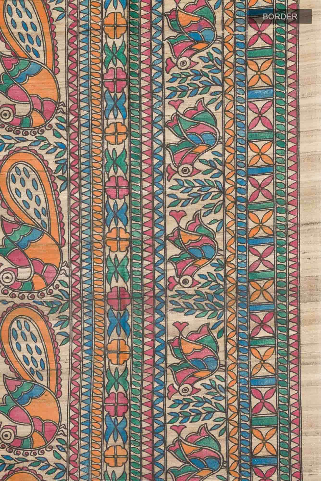 Beige Tussar Silk Saree