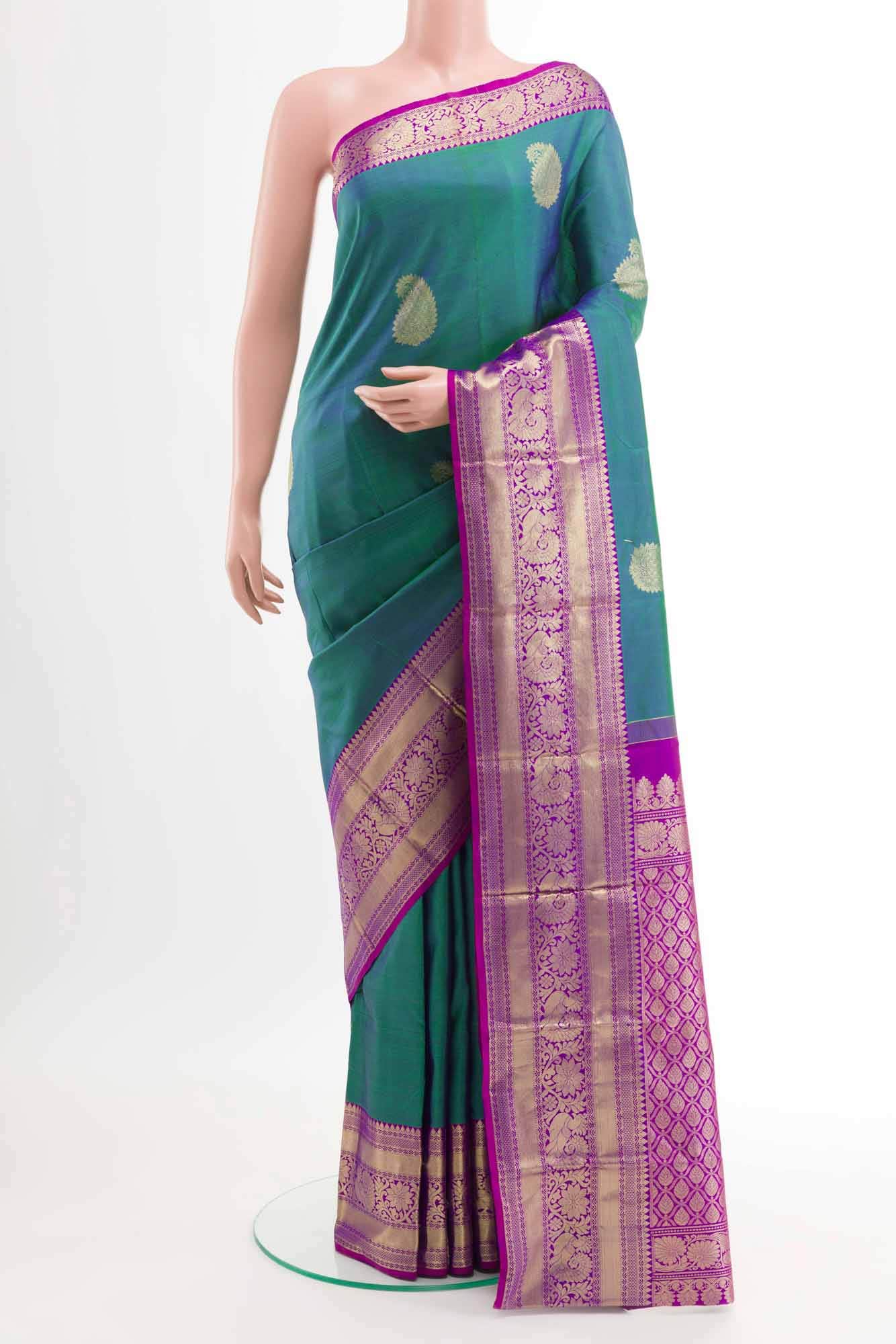 Blue Dual Tone Kanchipuram Silk Saree