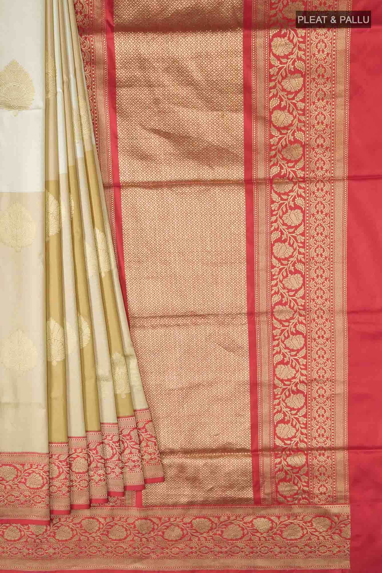 Beige Banarasi Silk Saree