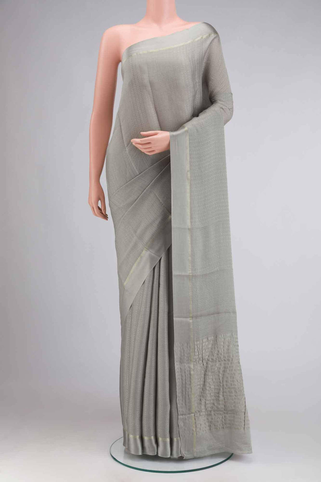 Sage Green Mysore Crepe Saree