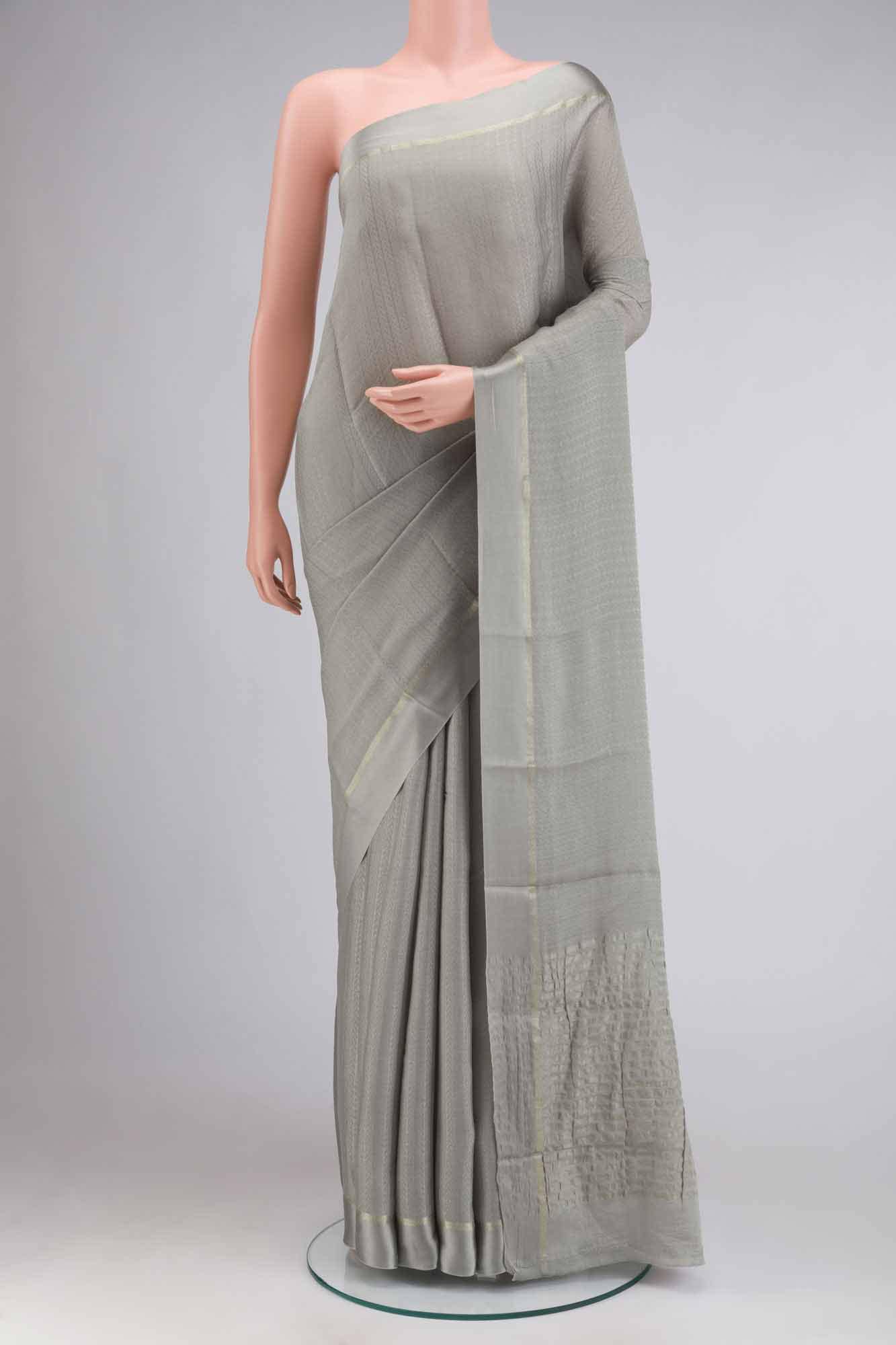 Sage Green Mysore Crepe Saree