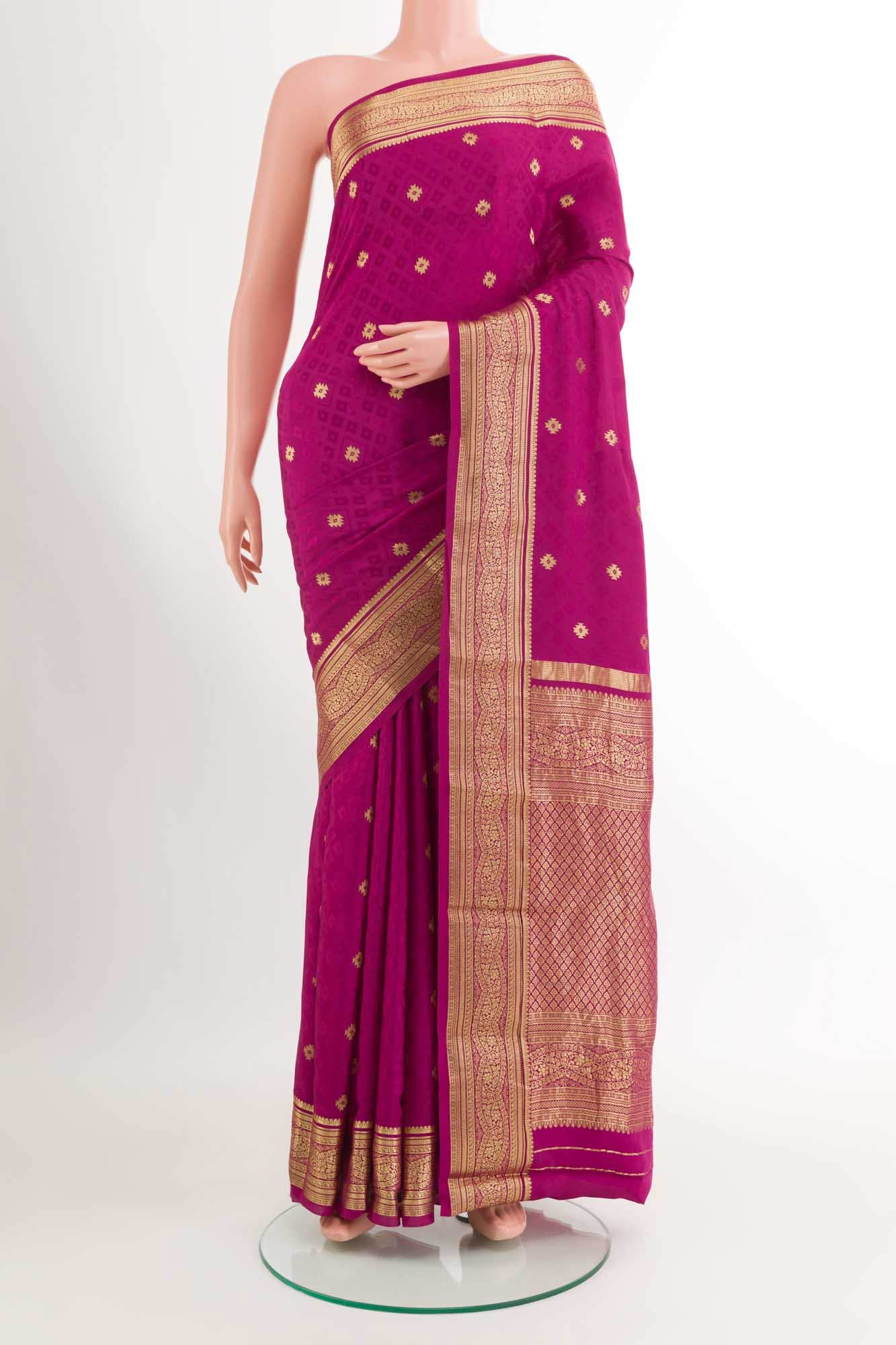 Pink Crepe Saree
