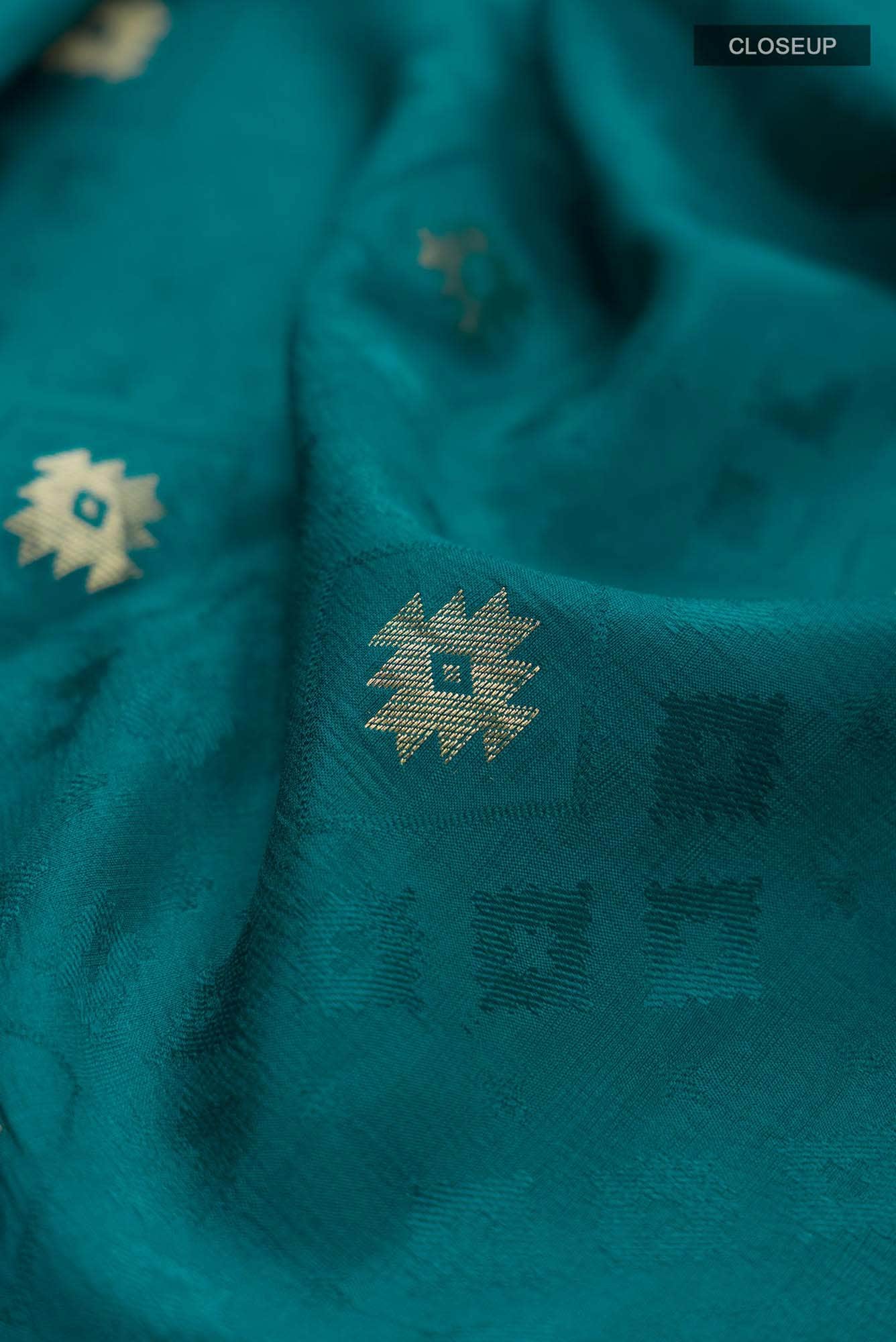 Teal Mysore Crepe Saree