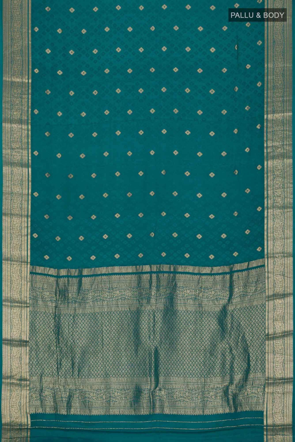 Teal Mysore Crepe Saree