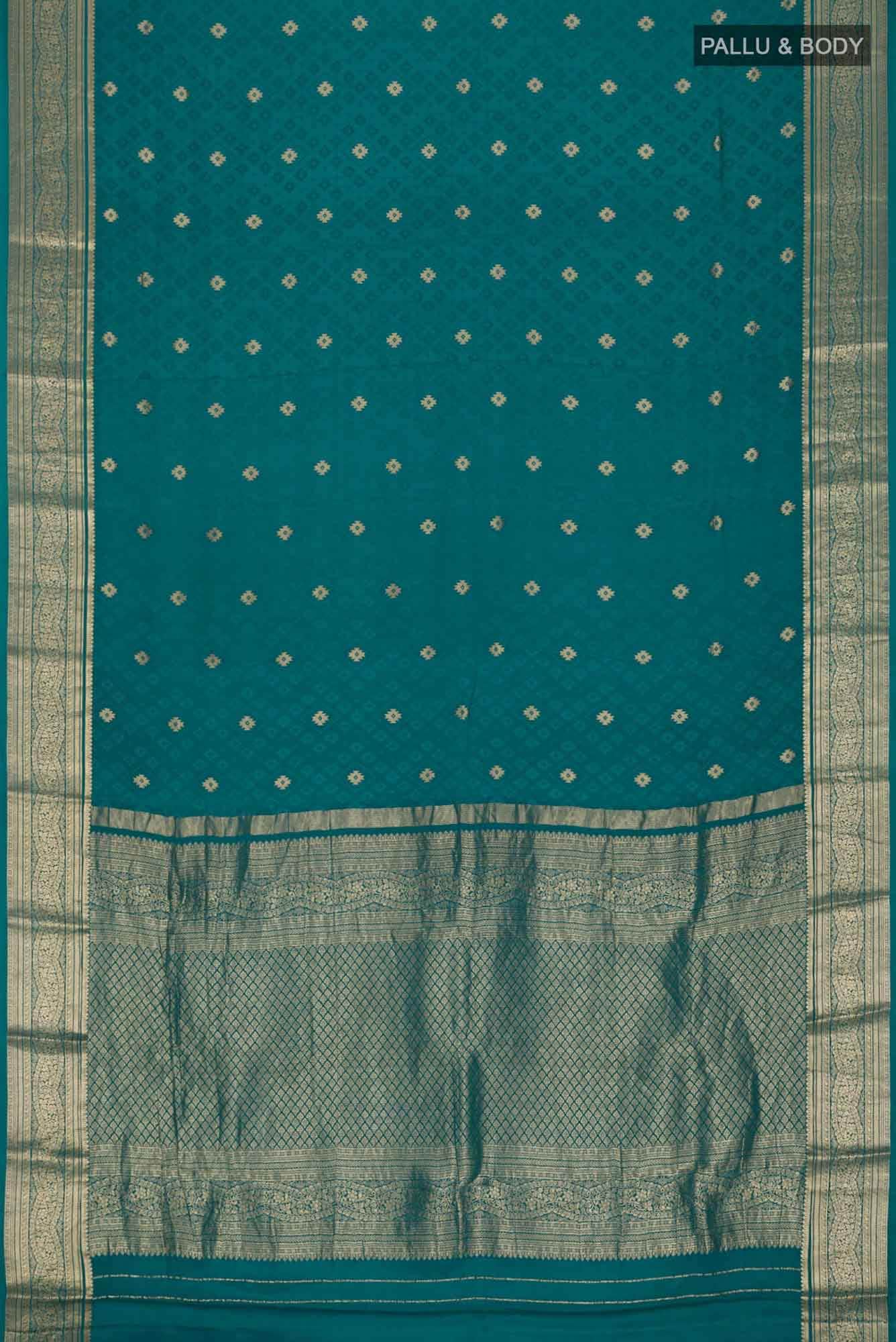 Teal Mysore Crepe Saree