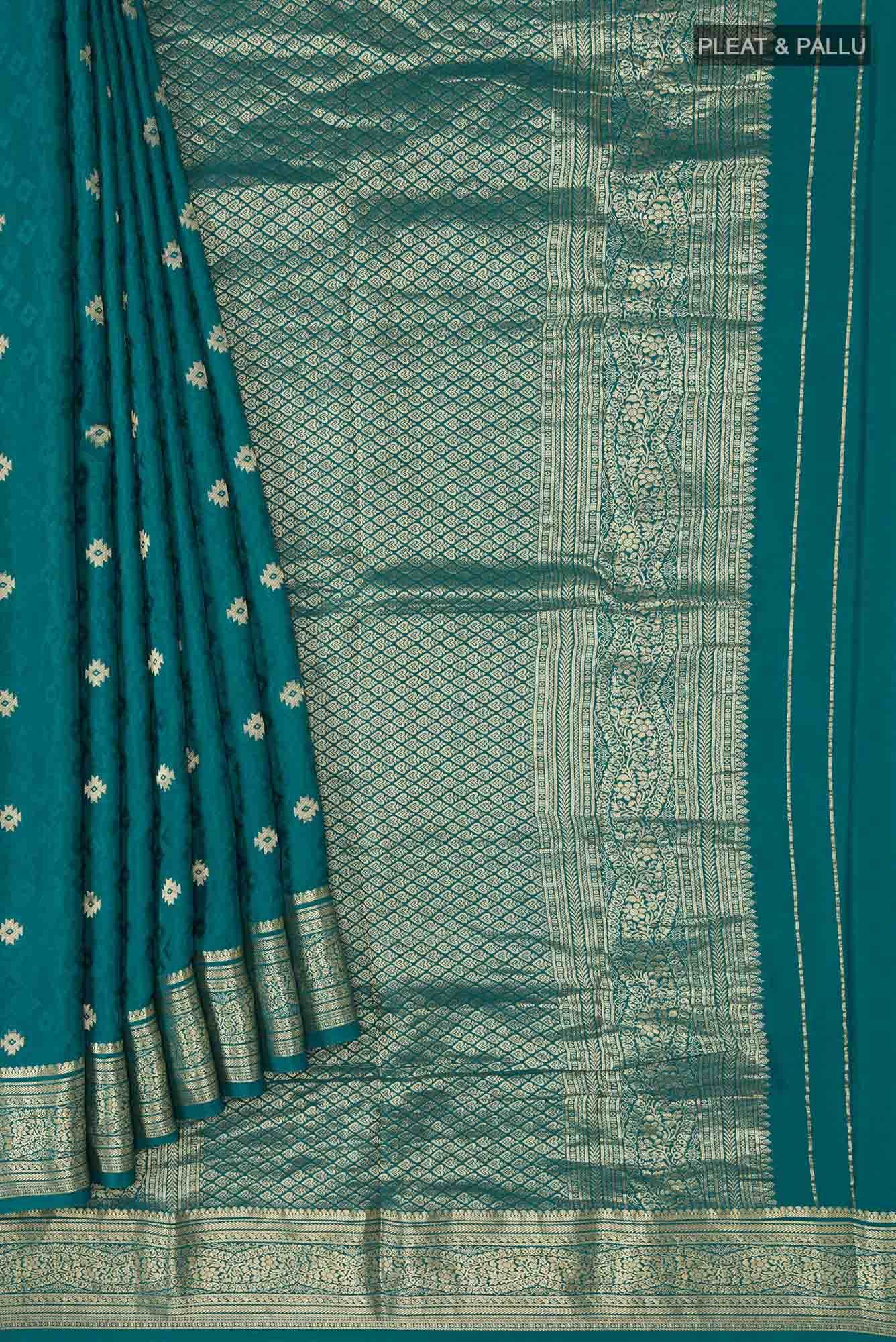 Teal Mysore Crepe Saree