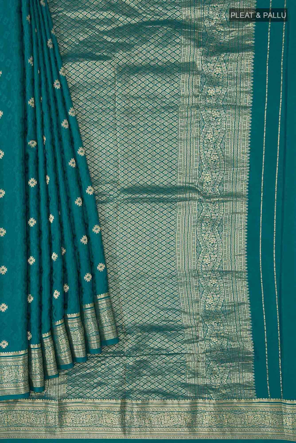 Teal Mysore Crepe Saree