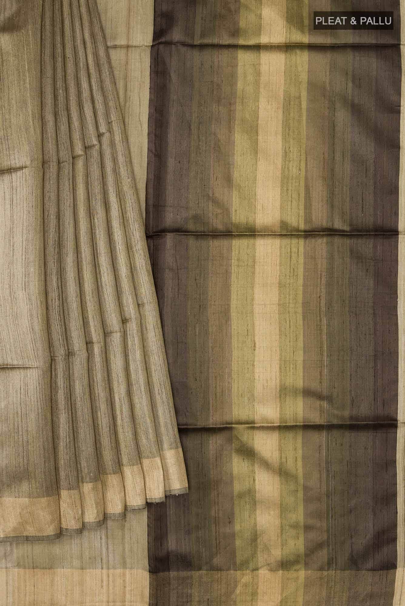Beige Bhagalpuri Tussar Silk Saree