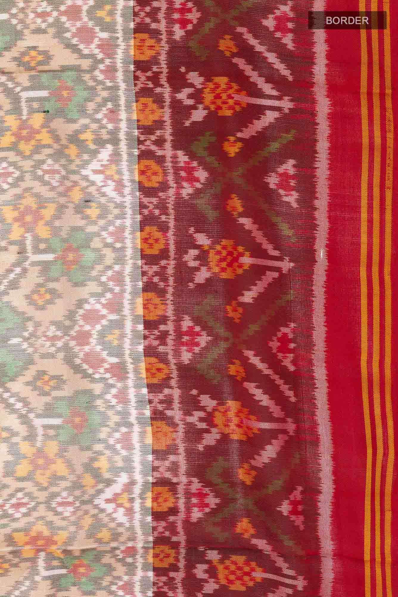 Off White Double Ikat Saree