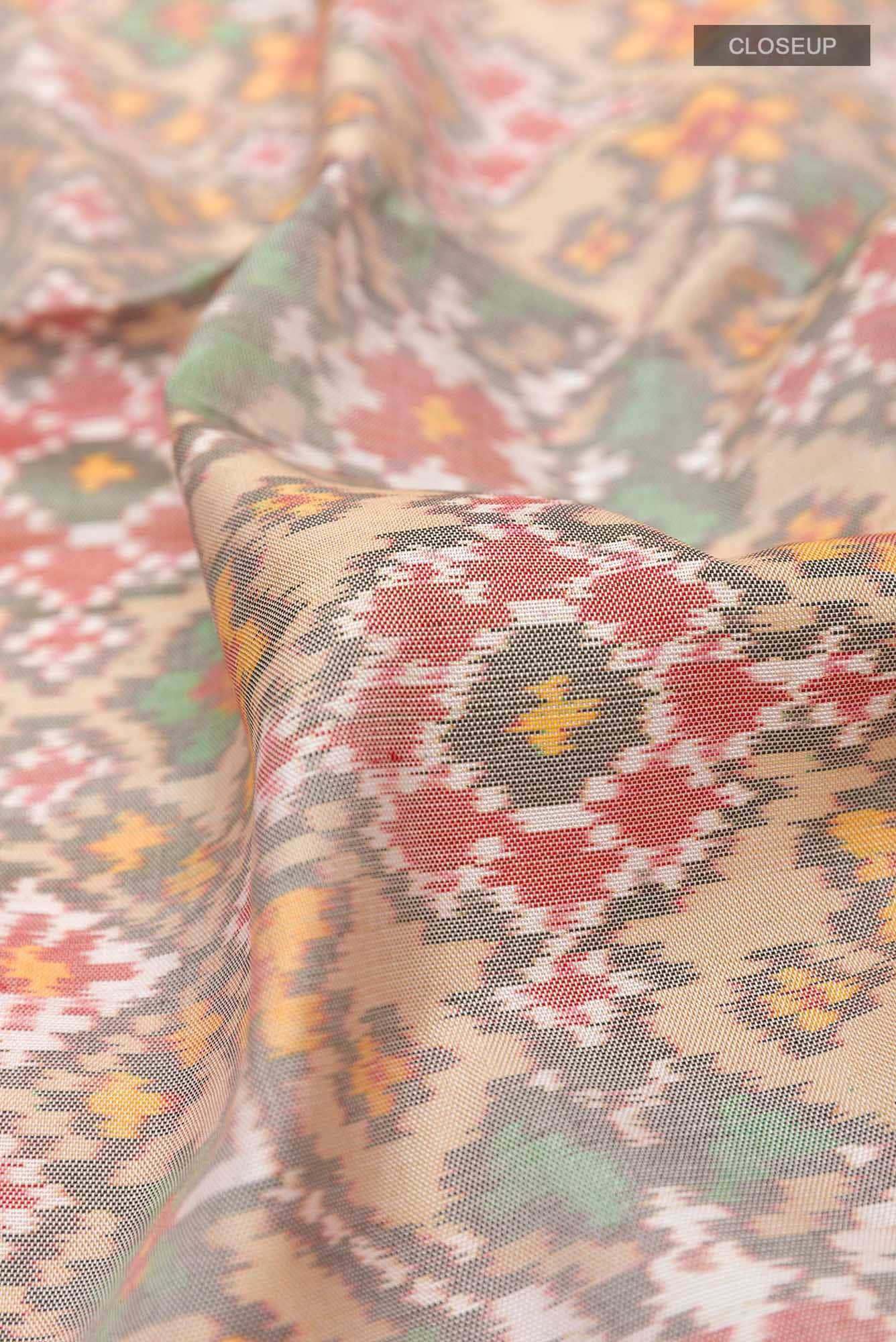 Off White Double Ikat Saree