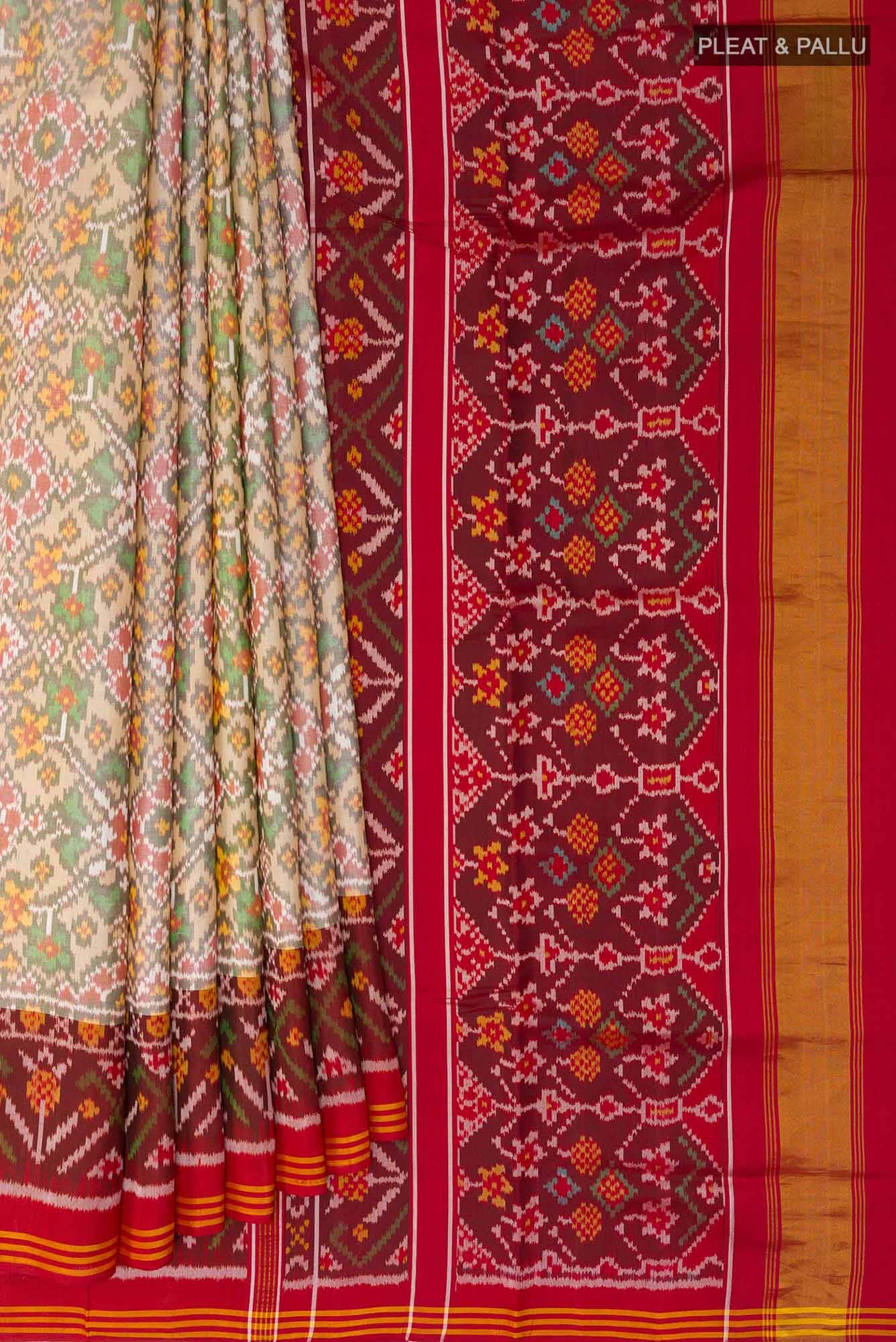 Off White Double Ikat Saree