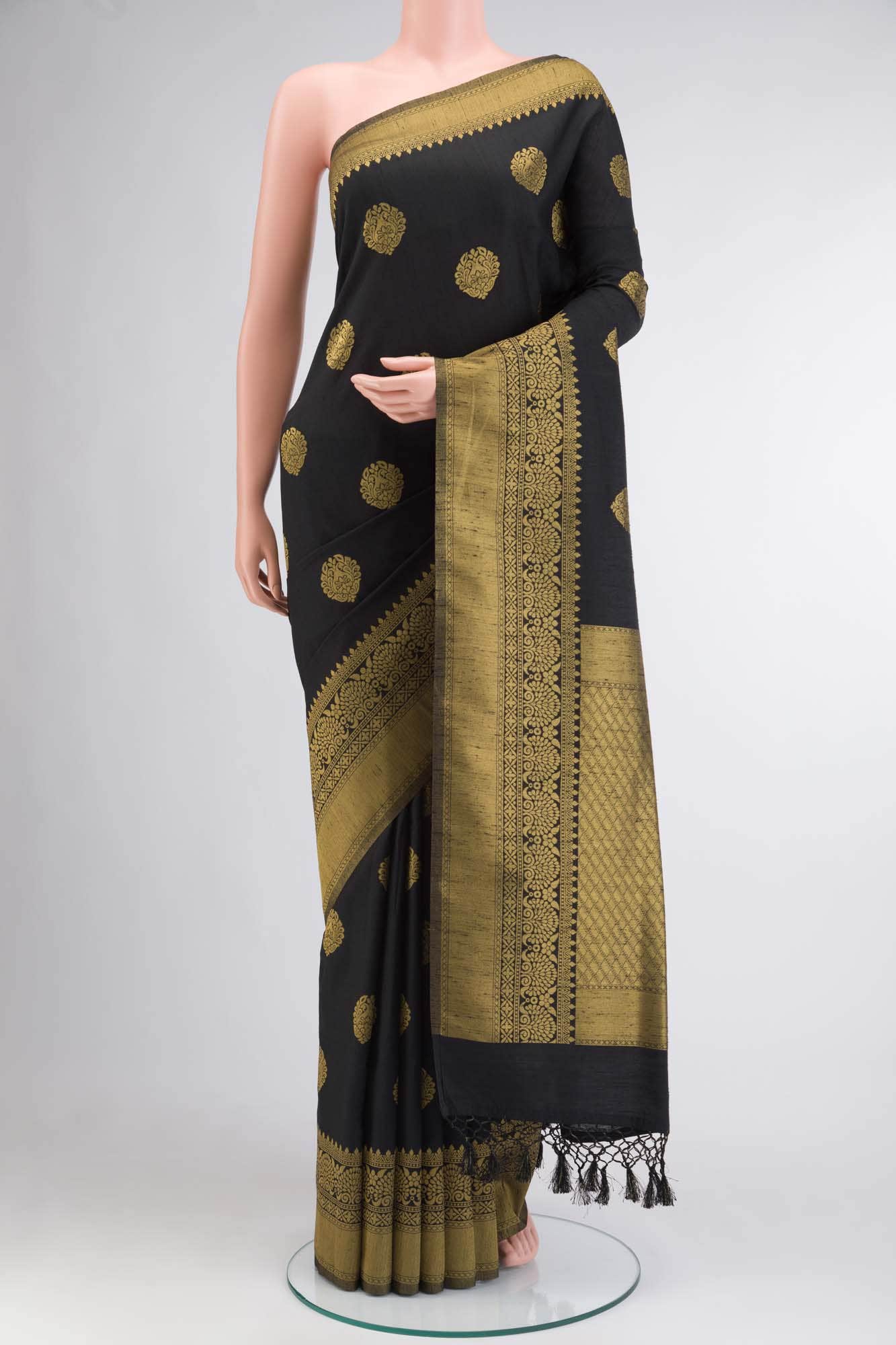 Black Tussar Silk Saree