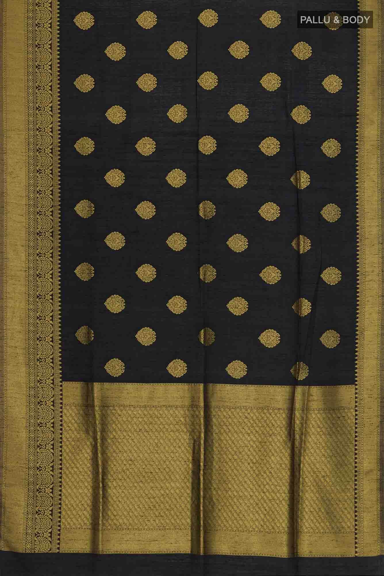 Black Tussar Silk Saree