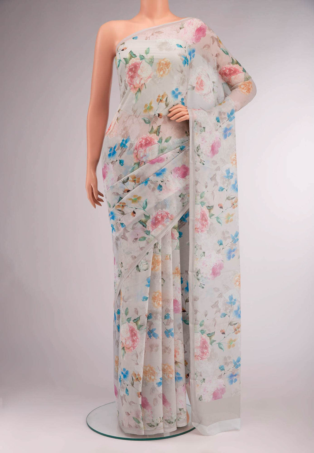 Beige Mysore Chiffon Saree