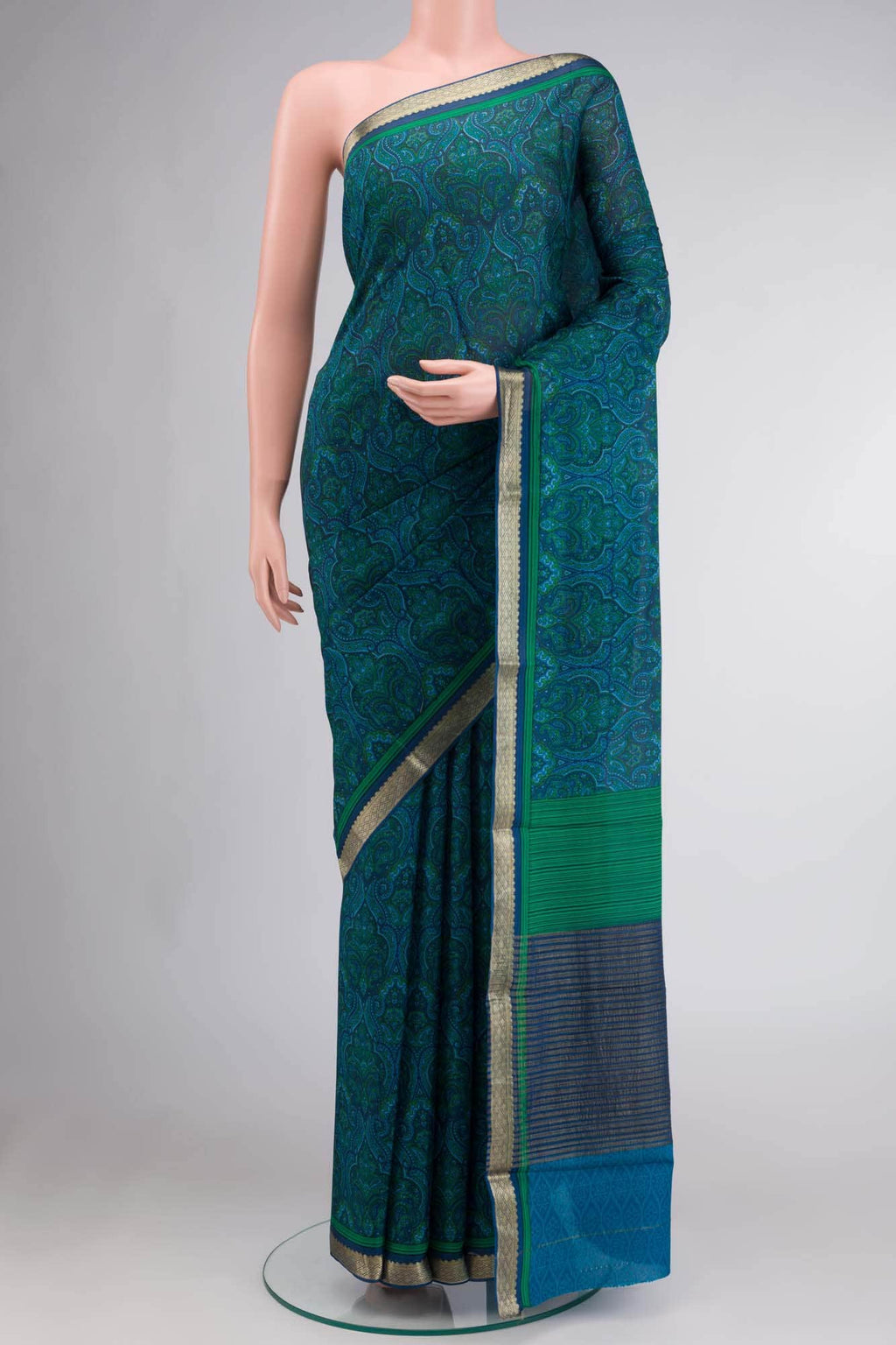 Blue Crepe Saree