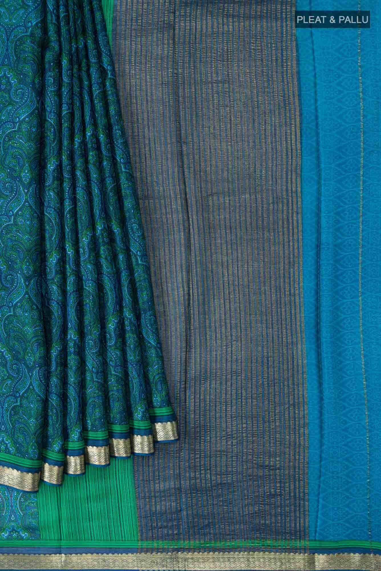 Blue Crepe Saree
