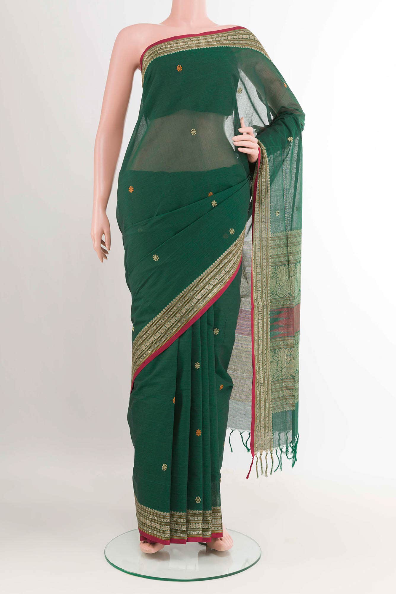 Green Coimbatore Cotton Saree