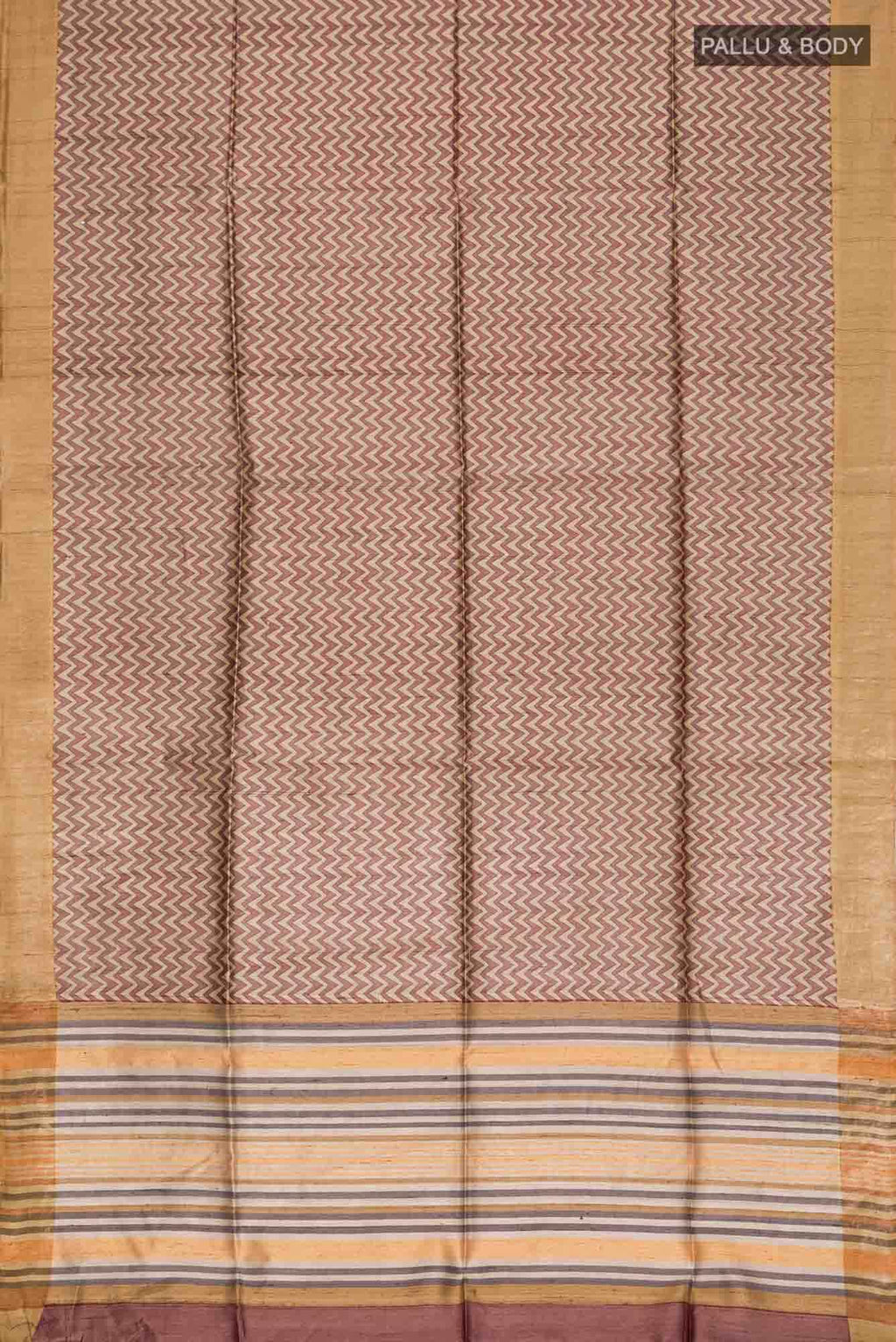 Beige Tussar Silk Saree