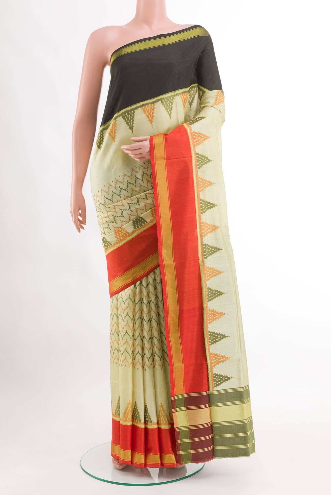 Pearl White Rajkot Patola Silk Saree