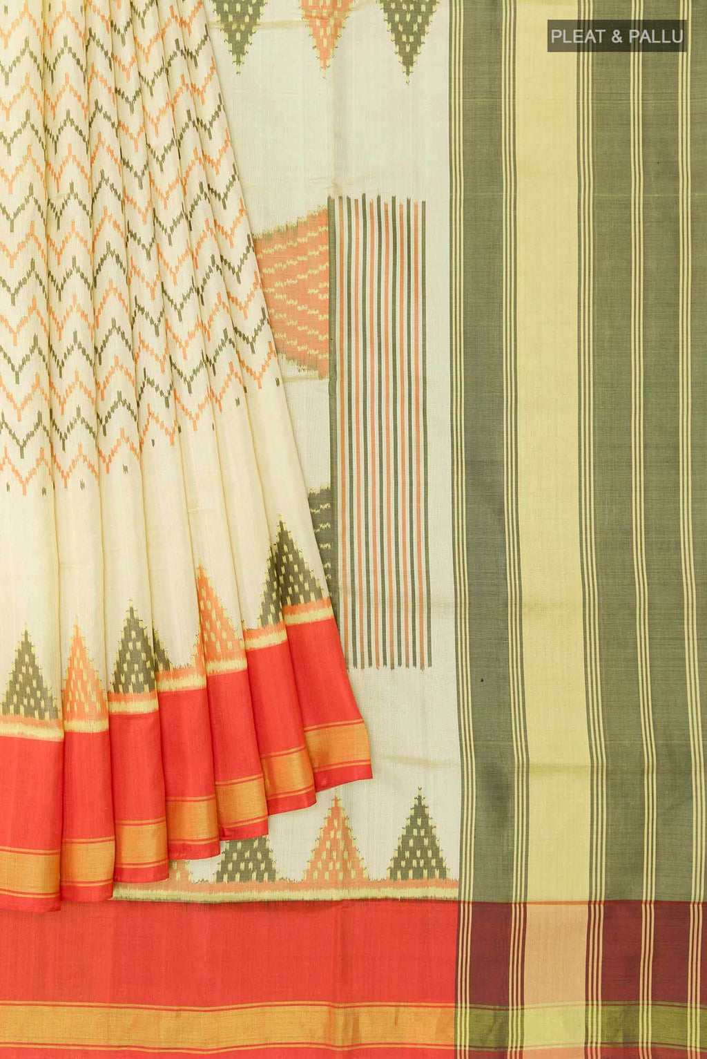 Pearl White Rajkot Patola Silk Saree