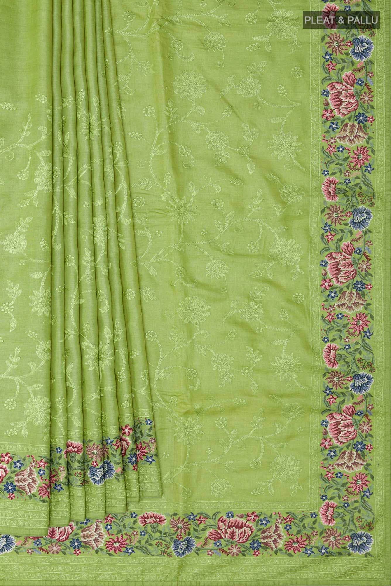 Pista Green Tussar Saree