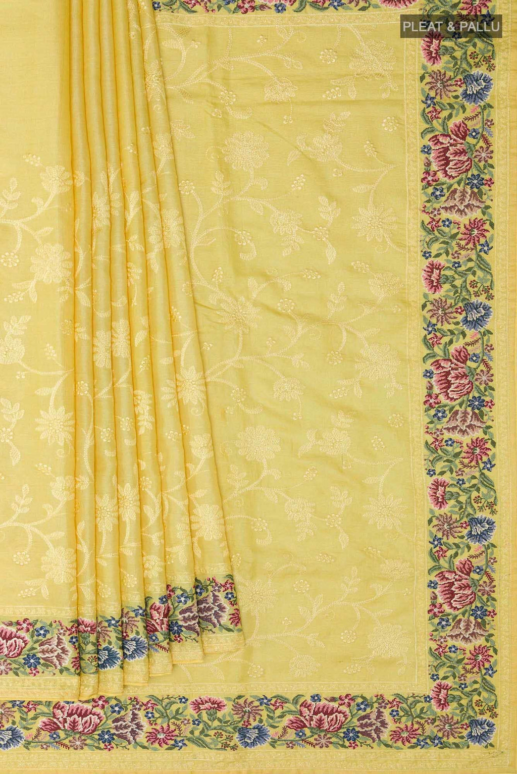 Yellow Tussar Saree