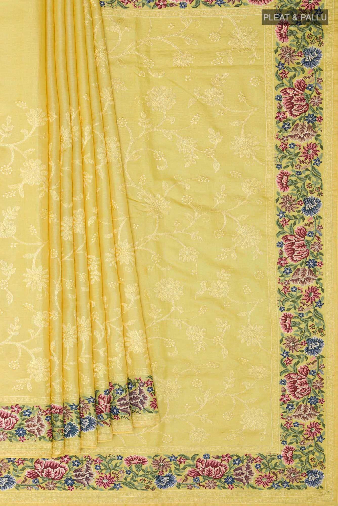 Yellow Tussar Saree