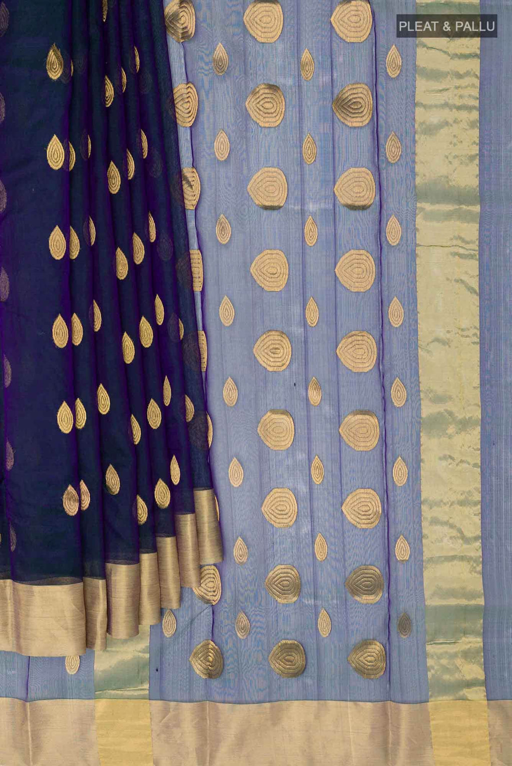 Navy Blue Chanderi Silk Saree
