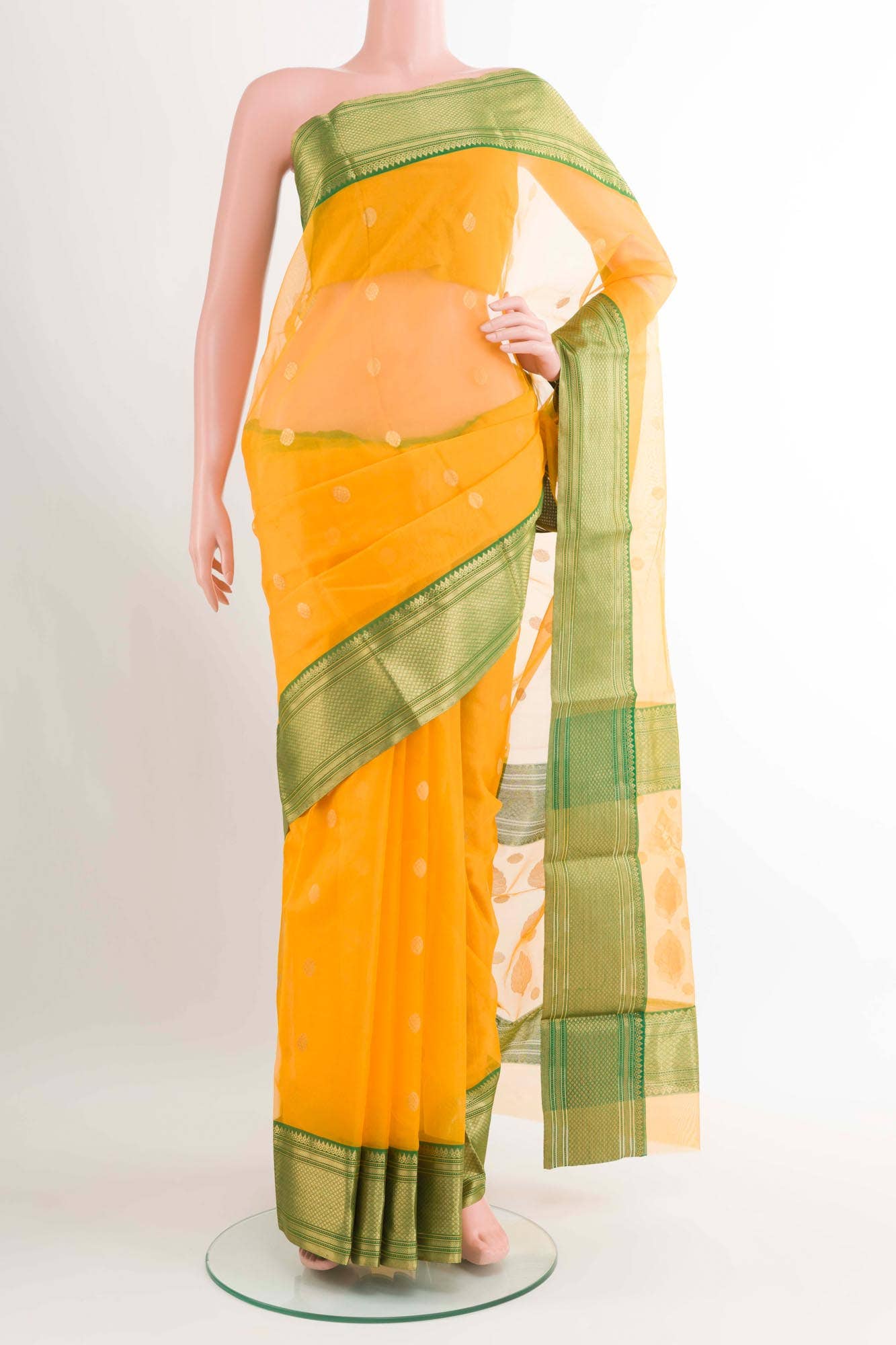 Yellow Chanderi Silk Saree